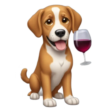 Un chien qui boit du vin sticker