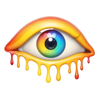 melted surreal cartoon rainbow eye sticker