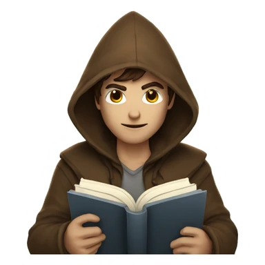 human male rogue with brown hair holding a book wearing a hood sticker