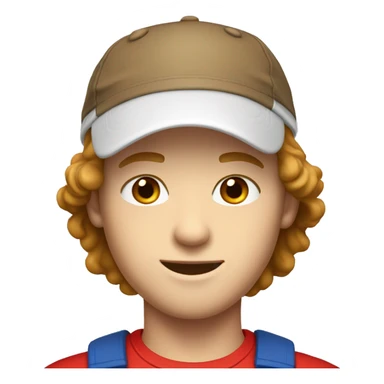 young white male with brown hair, blue eyes, wearing a red MAGA hat sticker