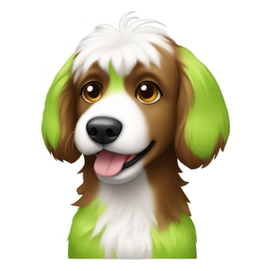 Brat brown and white fluffy dog in lime green  sticker