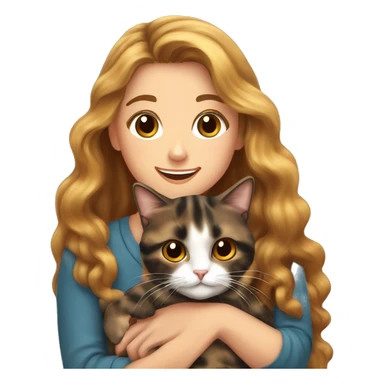 Tortoiseshell cat being held by a white girl with long wavy brown hair  sticker