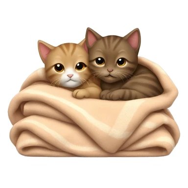 Two little brown kittens sleeping with blanket  sticker