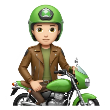 ojek online driver, using motorbike, the helmet is green sticker