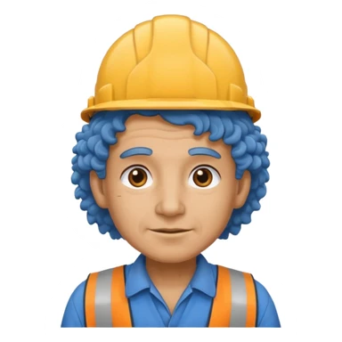 very curly blue haired, construction worker very old sticker