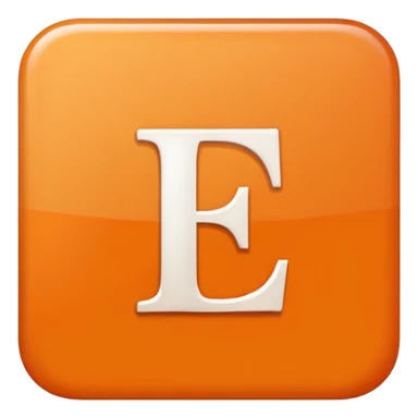 make me an emoji of a orange square with a white E in the center large E must have times new roman font sticker
