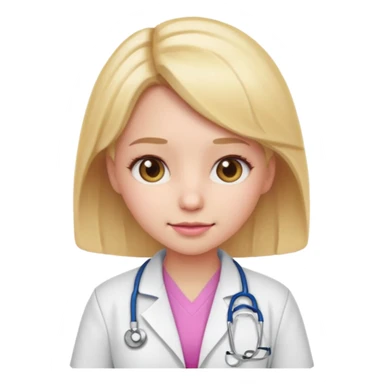 A cute emoji-style girl doctor with light blonde hair and pink medical wear sticker