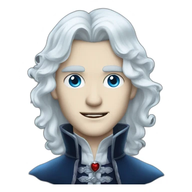 pale handsome vampire prince with long wavy white hair and light blue eyes sticker