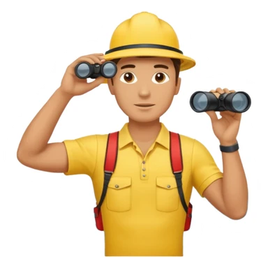 Male lifeguard – yellow shirt, binoculars in hand, scanning the sea, full body sticker