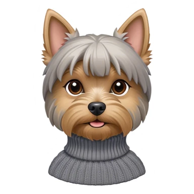 Grey Yorkshire terrier wearing a turtleneck sweater sticker