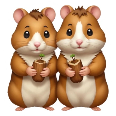cartoon-style hamster sharing acorns with other cartoon-style hamsters sticker