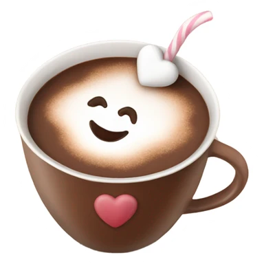 Hot chocolat with marshmallows and a heart sticker