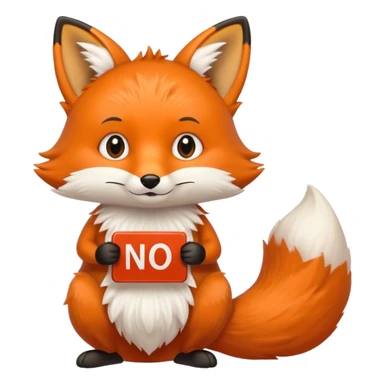 a fox HOLDING a no sign sticker