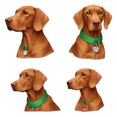 Vizsla with green collar sticker
