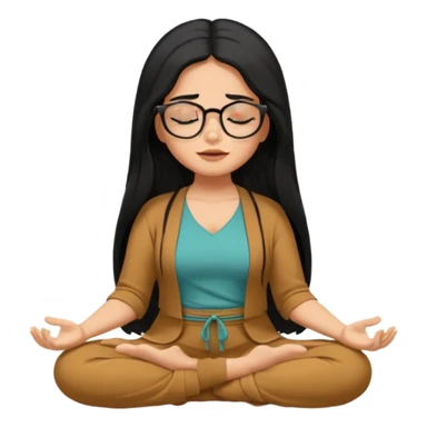 A Mexican woman, tan skin,  with long black hair and big square glasses meditating  sticker