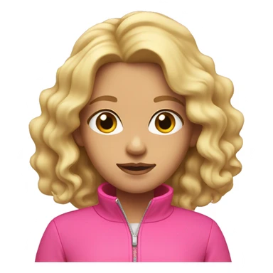 Girl with wavy blonde hair with a pink zip up jacket sticker