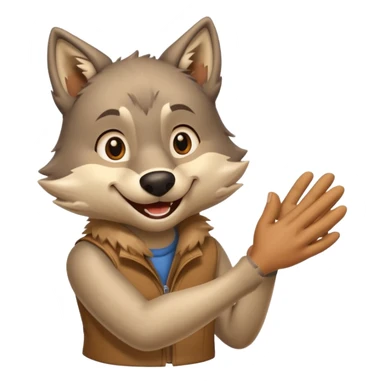 Wolf cartoon shaking hand sticker
