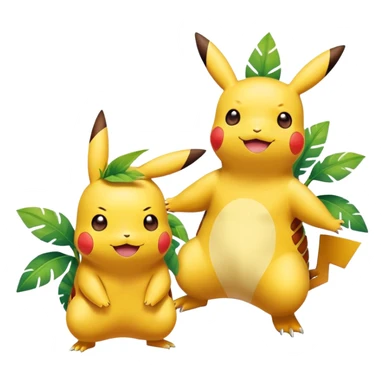 pikachu and tropius as two individuals, pokémon, kawaii sticker