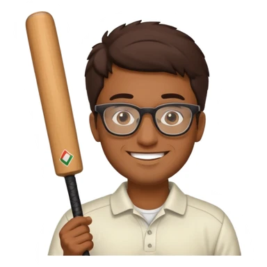 Brown Guy with glasses who likes to play cricket sticker