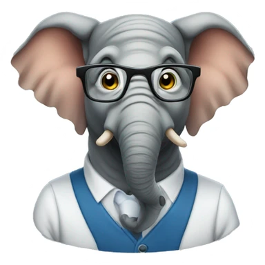 Professor elephant with glasses  sticker