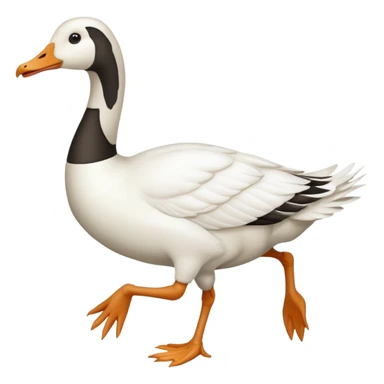 Make me an emoji of a goose that is running towards something. Also make it white. Make it have a long neck like geese do. sticker