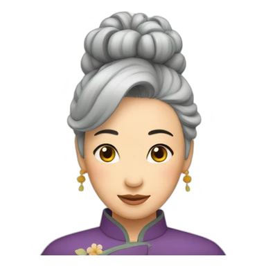 Chinese lady grey hair up side down pasture sticker