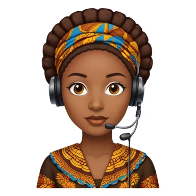 black female customer support agent wearing ankara sticker