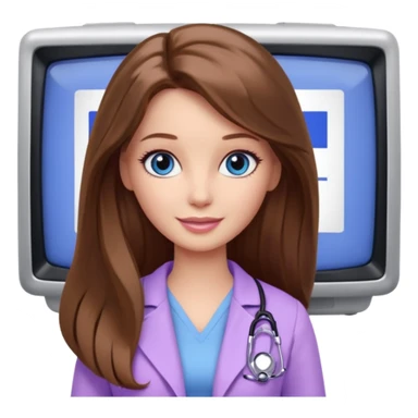 beautiful barbie girl with long brown hair, blue eyes and wearing light purple clothes watching dr who on tv sticker