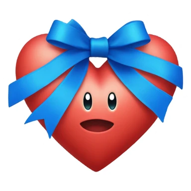 Red heart with blue ribbon bow sticker