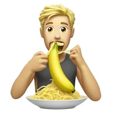 Banana eating noodles  sticker