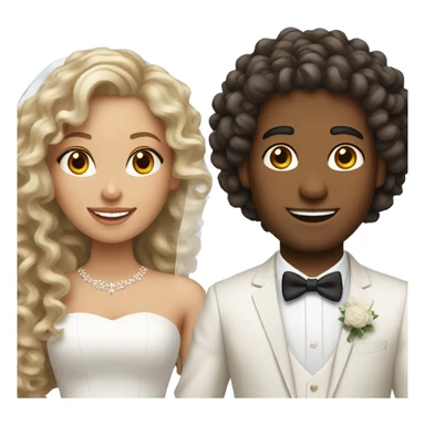 a wedding the man light skin with medium curly hair and the women light skin with long curly hair sticker