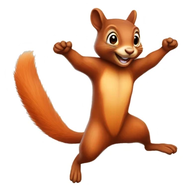 jumping female squirrel orange burnt with big tail
 sticker