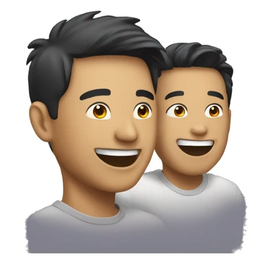 asian guy with black guy laughing sticker