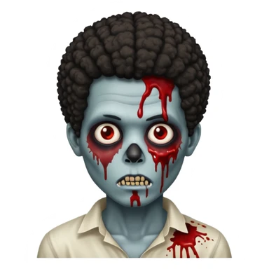 zombie boy with afro and blood on face sticker