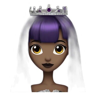 Elissabat-with-bangs-long-hair-dark-purple-and-black-vampire-goth-makeup-crown sticker
