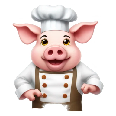pig wearing apron and chef hat while cooking bacon sticker