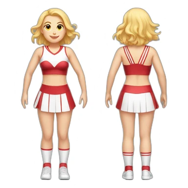 Full body Caucasian curvy cheerleader back and front views sticker