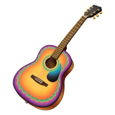 acoustic colorful sunrise guitar with black lacy-details sticker