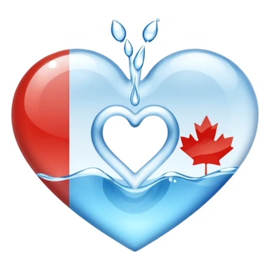 water heart emoji with the Canadian flag in the center sticker