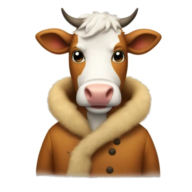 cow in a fox fur coat sticker