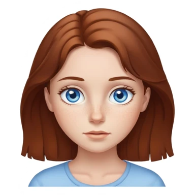 Blue eyes girl brown hair freckles  sticker