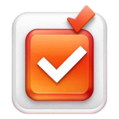 a checkbox with a white checkmark over top of a red to orange gradient backround checkbox sticker