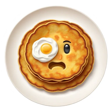 Cinematic Realistic Placki Ziemniaczane Dish Emoji, depicted as crispy potato pancakes served with sour cream rendered with vivid textures and warm, appetizing lighting. sticker