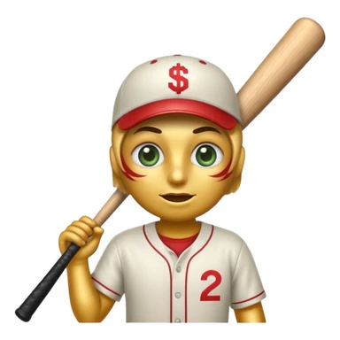 the 💣 emoji holding a baseball bat with money sign eyes sticker