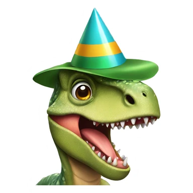 dinosaur wearing a party hat sticker