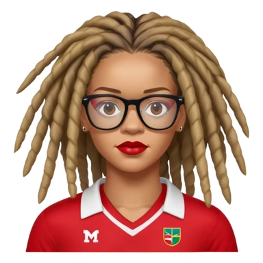 Rihanna soccer mom dreadlocks island red and white jersey cool eyeglasses sticker