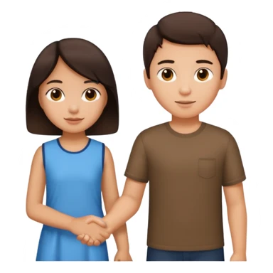 brunette boy holding Asian girl’s hand sticker