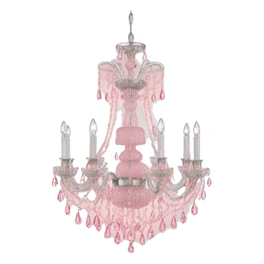 Light pink chandelier with clear crystals hanging  sticker