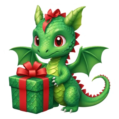 a cute baby dragon is holding a gift sticker