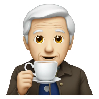 old man holding british flag and tea cup sticker